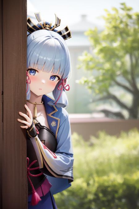 37606-3604291751-masterpiece, best quality, highres, 1girl kamisato ayaka, peeking out upper body  wooden wall.png